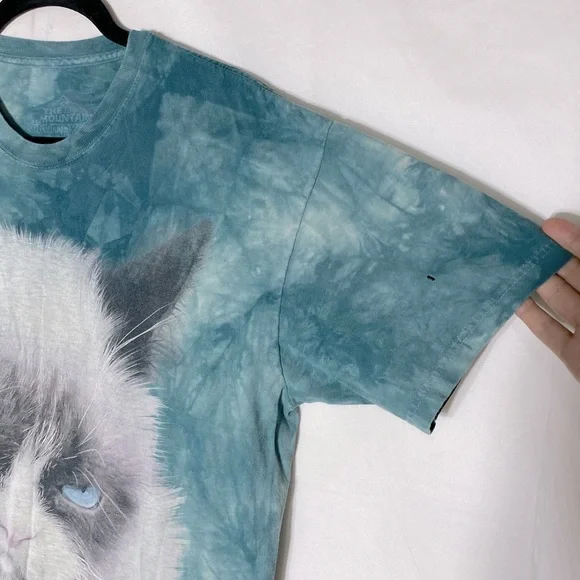 The Mountain Blue Tie Dye Grumpy Cat Graphic Tee T Shirt L - Picture 8 of 16